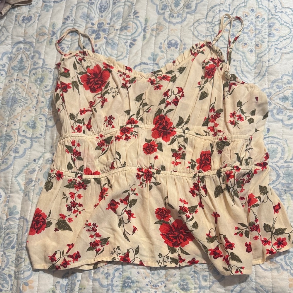 Old Navy Red and Cream Floral Camisole